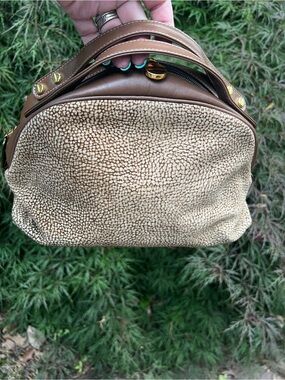 BORBONESE REDWALL BROWN SUEDE HANDBAG/COSMETIC/TOILETRY BAG